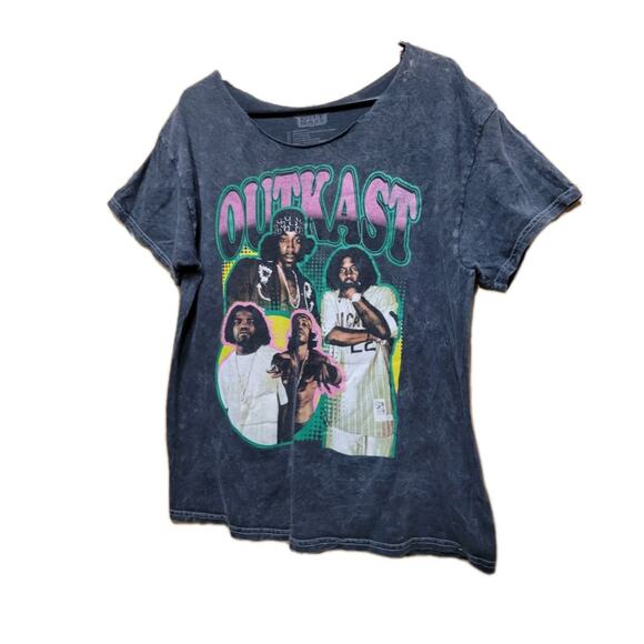 Outkas Rap Hip Hop T Shirt Vintage Wash Women Large Gray Black - Picture 5 of 9
